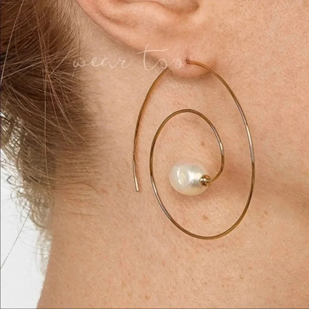 Boho Spiral Hoop Threader Earrings​​
